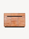 Credenza in rovere massello 3 ante 135x42x90 cm naturale moderna Adena