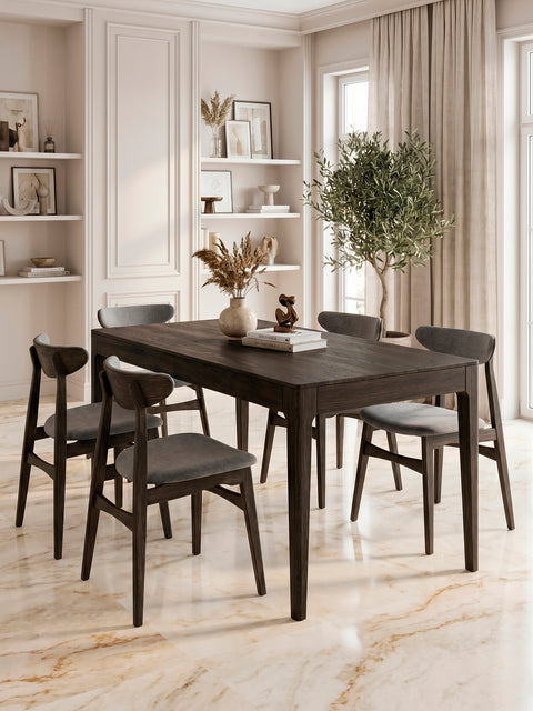 Tavolo da pranzo allungabile in legno massello di rovere nero 160-215 cm Luca