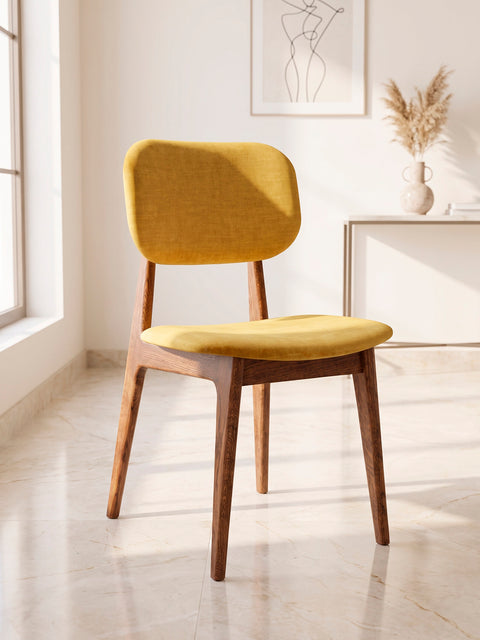 Dining chair of solid oak brown yellow soft Mevis