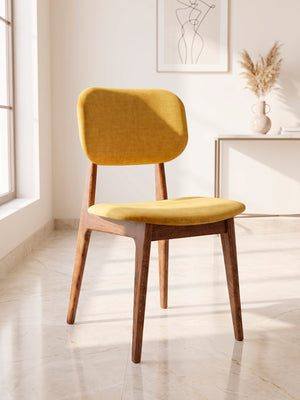 Dining chair of solid oak brown yellow soft Mevis