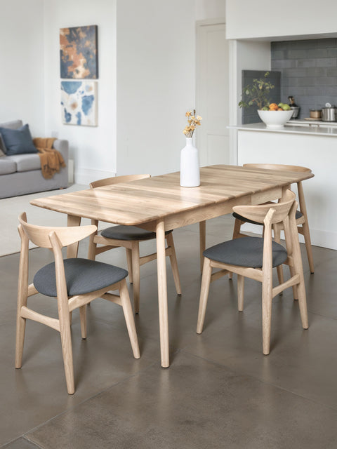 Extendable dining table of solid oak modern white Vega