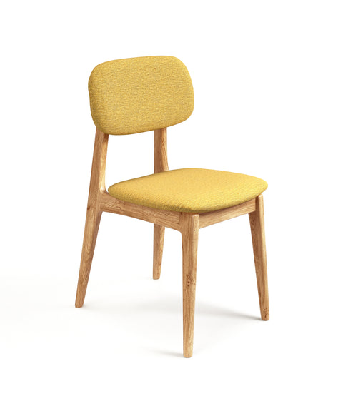 Chair 81 cm of solid oak and fabric modern soft seat natural yellow Mevis