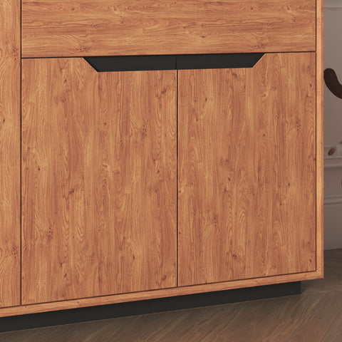 Credenza alta in legno massello di rovere 124x38x134 cm naturale Adena