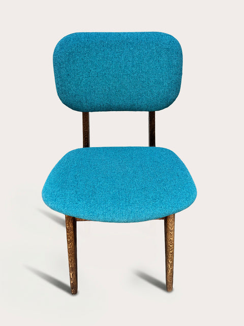 Solid oak wood dining chair brown turquoise soft 81 cm Mevis