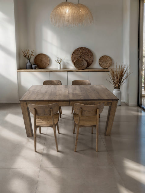 Tavolo da pranzo allungabile in massello di rovere 160-310 cm fumè Sorrento