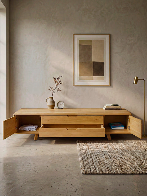 Mobile porta TV in legno massello di rovere naturale 180 Portofino 