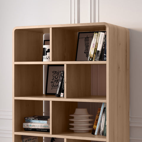 Bookshelf of solid oak wood whitewashed 80x45x180 cm Modena