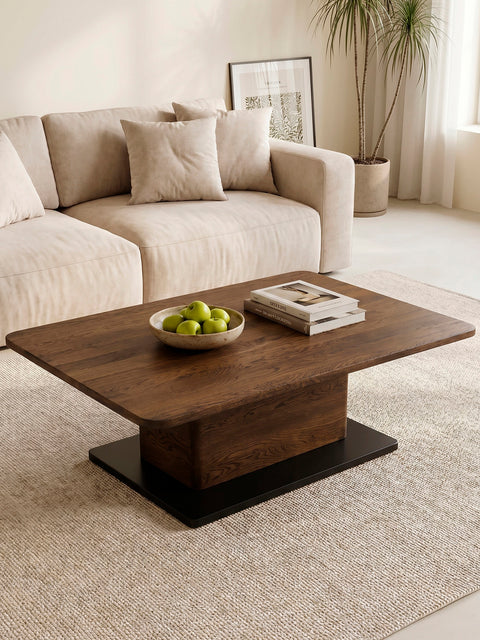Coffee table of solid oak wood smoked 120x80x40 cm Galileo