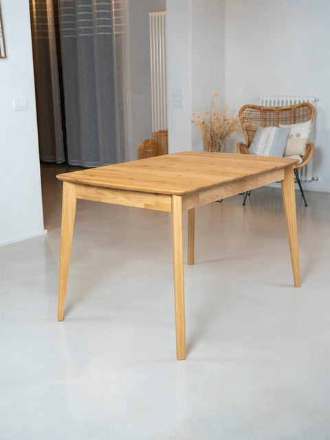 Extendable dining table of solid oak modern natural Vega
