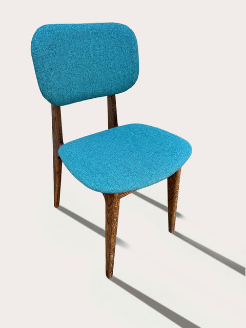 Solid oak wood dining chair brown turquoise soft 81 cm Mevis