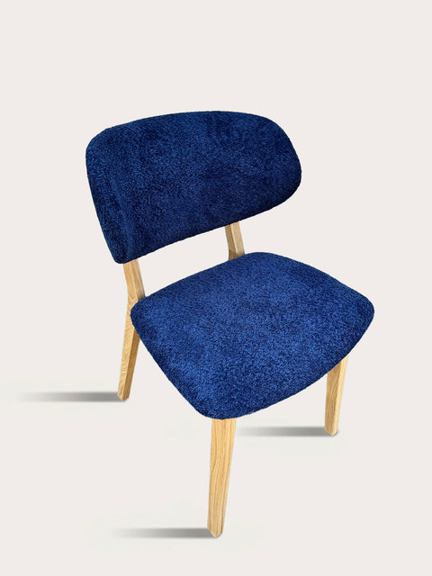 Dining chair of solid wood oak natural midnight blue Volterra
