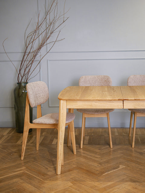 Solid oak extendable dining transformer table natural Atlante