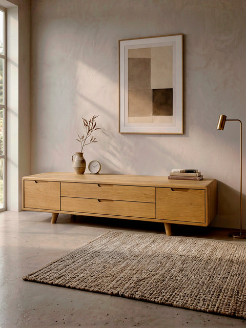 Mobile porta TV in legno massello di rovere naturale 180 Portofino 