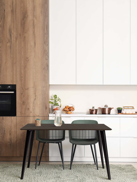 Dining table rectangular of solid oak modern black Joy