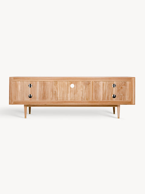 TV cabinet 2 door 1 drawer from solid teak natural 183x46x60 cm Cabo