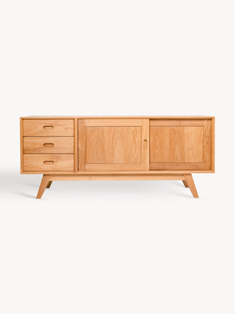 Cabinet 2 door sliding 3 drawers solid teak 154x45x65 cm Savoca