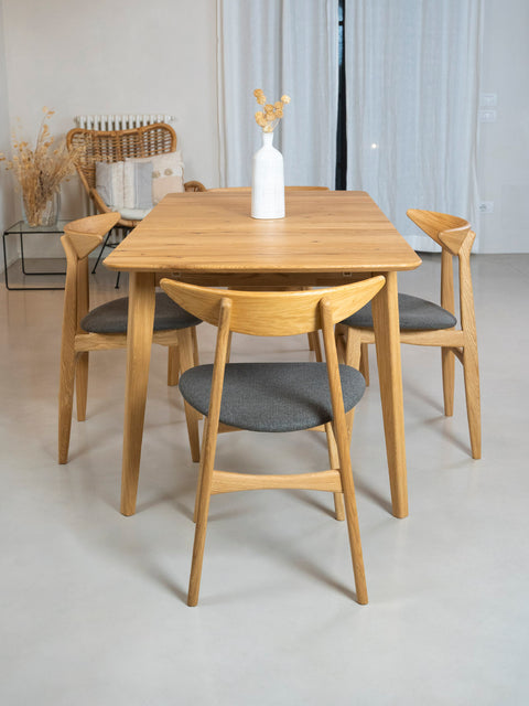 Extendable dining table of solid oak modern natural Vega