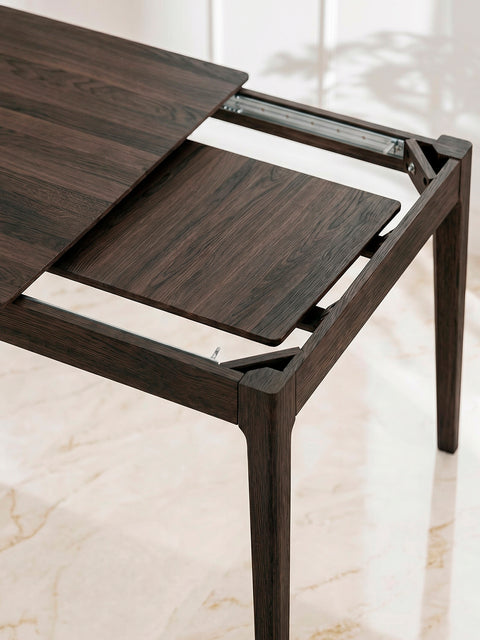Tavolo da pranzo allungabile in legno massello di rovere nero 160-215 cm Luca