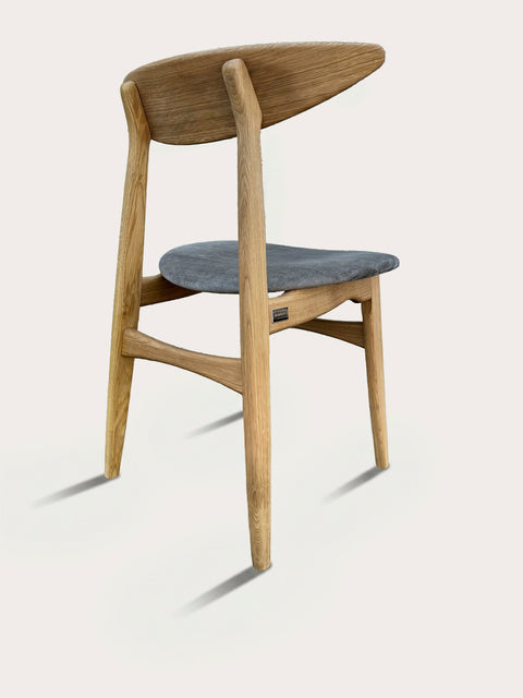 Solid oak wood chair natural velour Positano