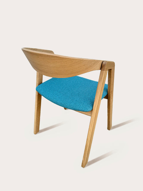 Solid oak wood chair natural turcquoise Sorano