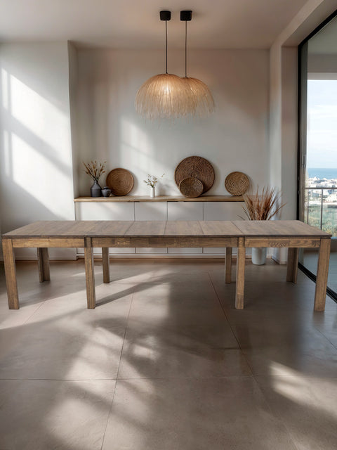 Tavolo da pranzo allungabile in massello di rovere 160-310 cm fumè Sorrento