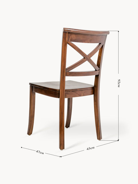 Dining chair from solid teak wood brown 45x47x92 cm Leo