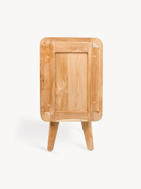 Comodino 2 cassetti in teak massello moderno naturale 40x30x56 cm Furo