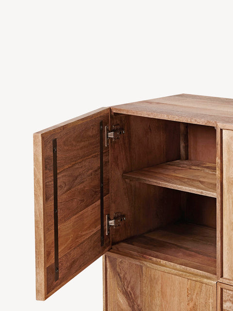 Cabinet 4 door from solid teak nordic natural 95x40x105 cm Adelmo