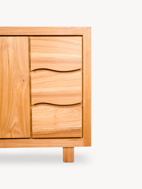 Cabinet 2 door 3 drawer from solid teak natural 100x45x80 cm Furo