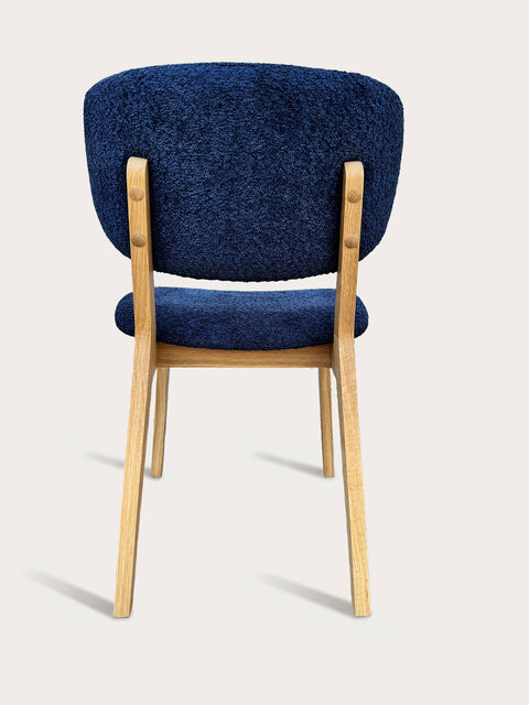 Dining chair of solid wood oak natural midnight blue Volterra