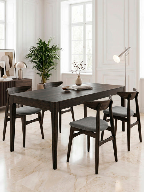 Tavolo da pranzo allungabile in legno massello di rovere nero 160-215 cm Luca
