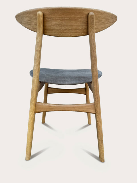 Solid oak wood chair natural velour Positano