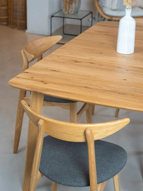 Extendable dining table of solid oak modern natural Vega