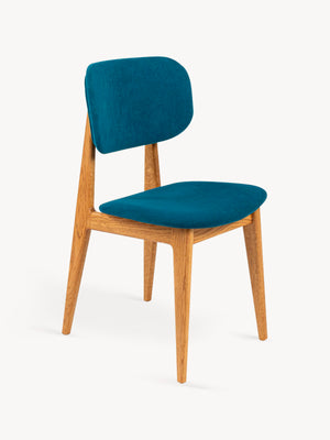 Chair 81 cm of solid oak and fabric soft seat modern natural Mevis