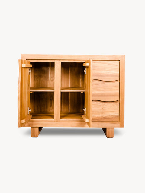 Cabinet 2 door 3 drawer from solid teak natural 100x45x80 cm Furo