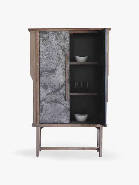 Tall Cabinet from recycled pine natural grey 106x45x166 cm Moon