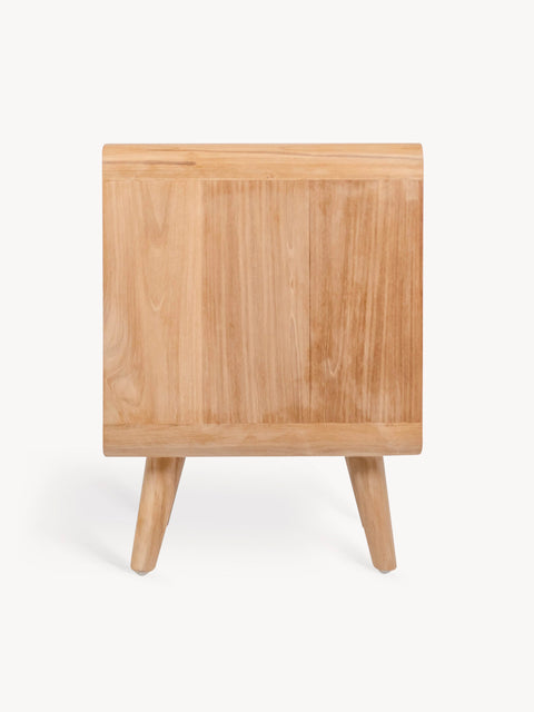 Comodino 2 cassetti in teak massello moderno naturale 40x30x56 cm Furo