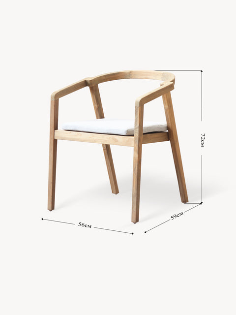 Chair hard seat outdoor from recycled teak rustic 56x59x72 cm Harmony