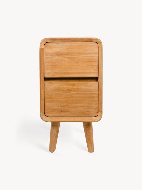 Bedside 2 drawer from solid teak modern natural 40x30x56 cm Furo