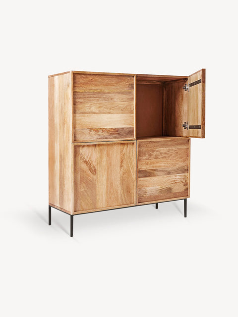 Mobile 4 ante in massello di teak nordico naturale 95x40x105 cm Adelmo