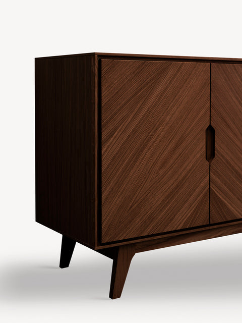 Cabinet 3 door from solid oak brown modern 160x45x80 cm Hense