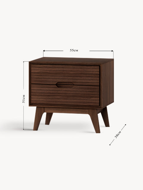 Nightstand 2 drawers from solid oak brown modern 55x38x51 cm Hense