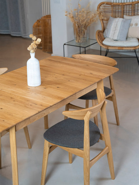 Extendable dining table of solid oak modern natural Vega