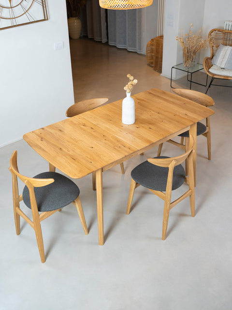 Extendable dining table of solid oak modern natural Vega