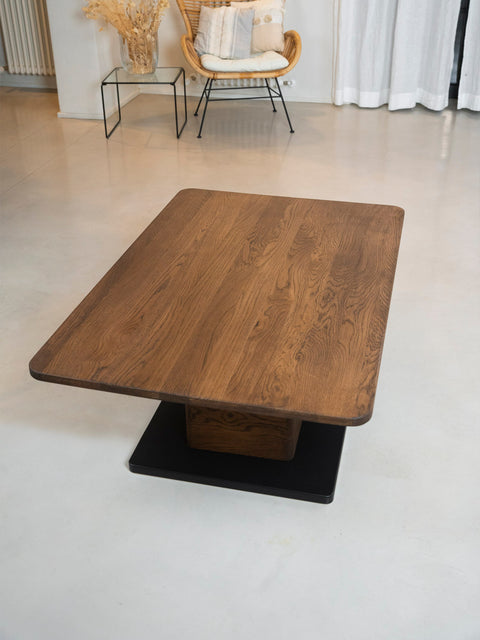 Tavolino da caffè in legno massello di rovere fumé 120x80x40 cm Galileo