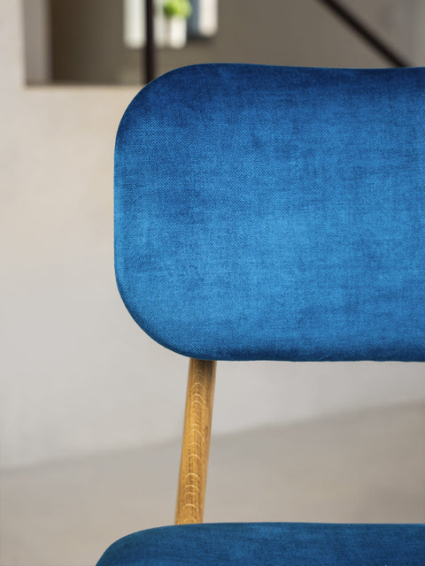 Chair 81 cm of solid oak and fabric soft seat modern natural Mevis