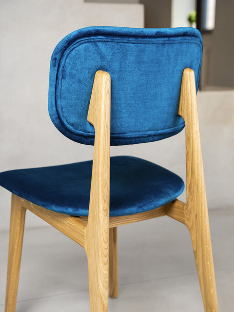 Chair 81 cm of solid oak and fabric soft seat modern natural Mevis
