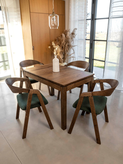 Dining table extendable of solid oak modern smoked Cancun