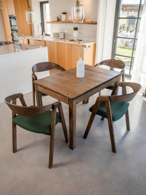 Dining table extendable of solid oak modern smoked Cancun