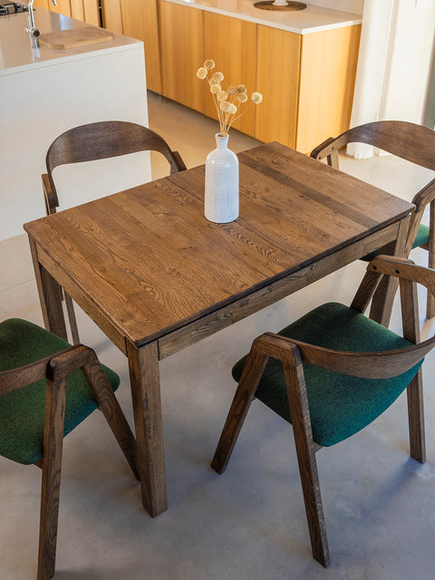 Dining table extendable of solid oak modern smoked Cancun